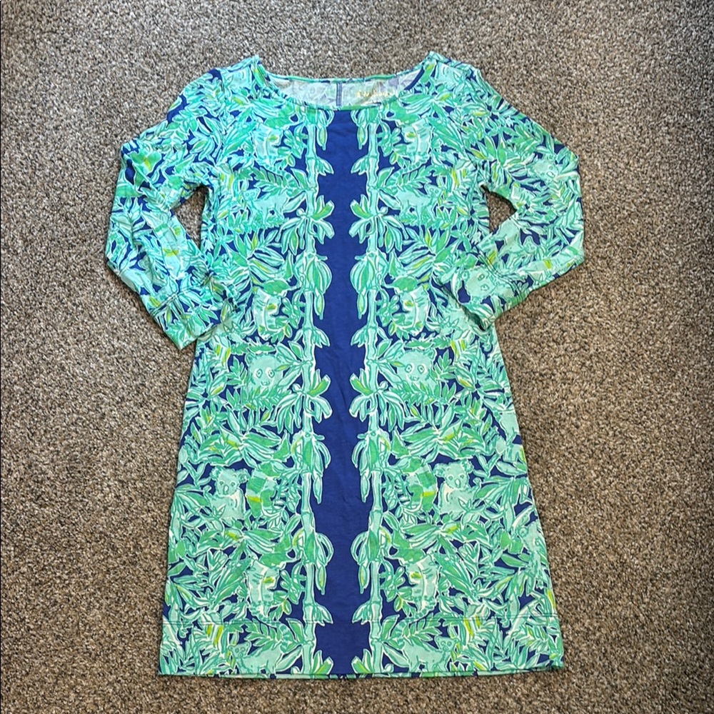 Lilly Pulitzer Floral Long Sleeve Dress in Blue and Green